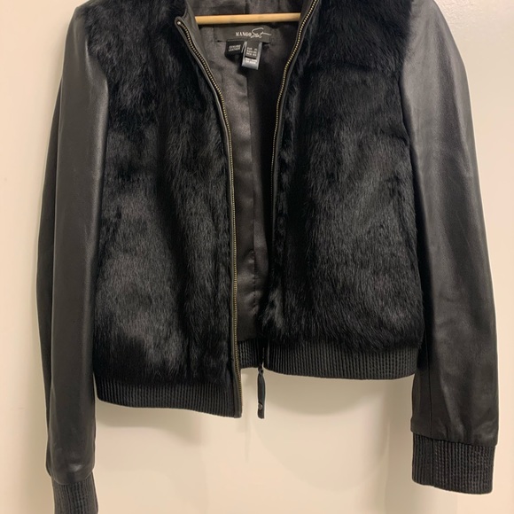 Mango Leather & Fur Bomber Jacket - Picture 4 of 5
